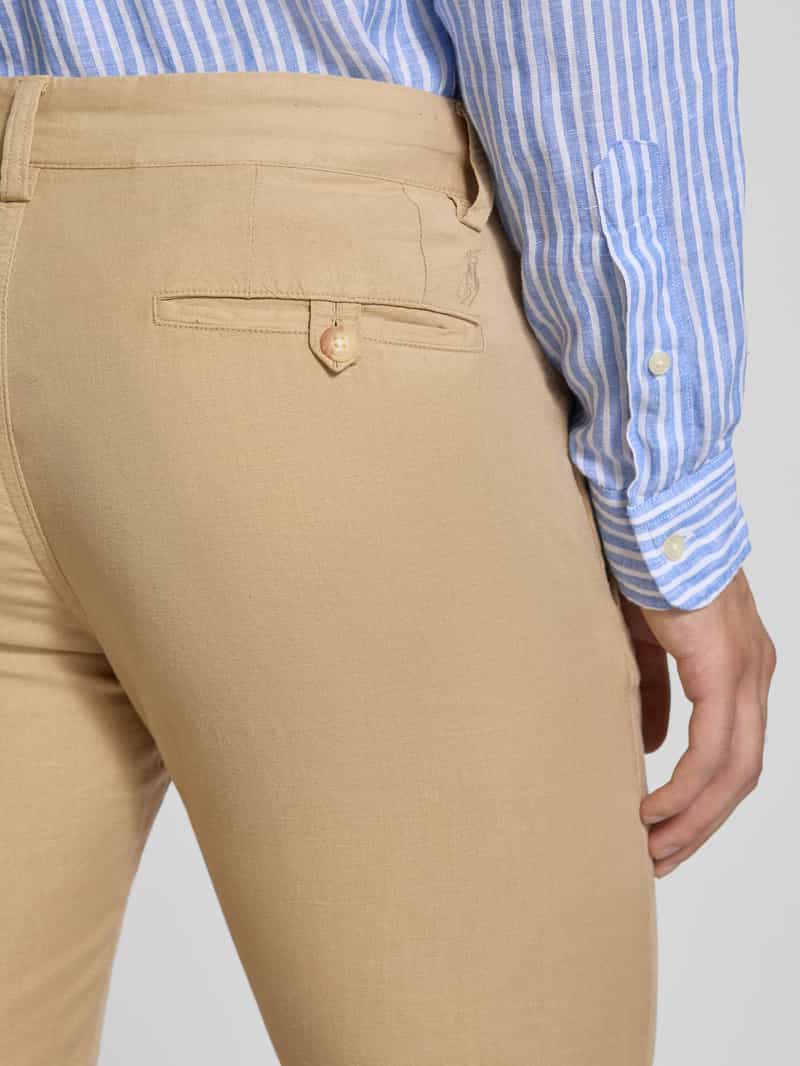 Polo Ralph Lauren Regular fit linnen broek met knoop- en ritssluiting