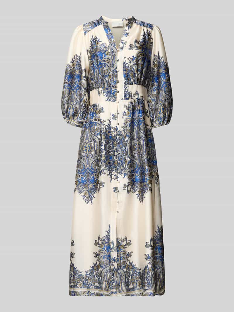 NEO NOIR Maxi-jurk met pofmouwen model 'STELLAR PAISLEY BORDER'
