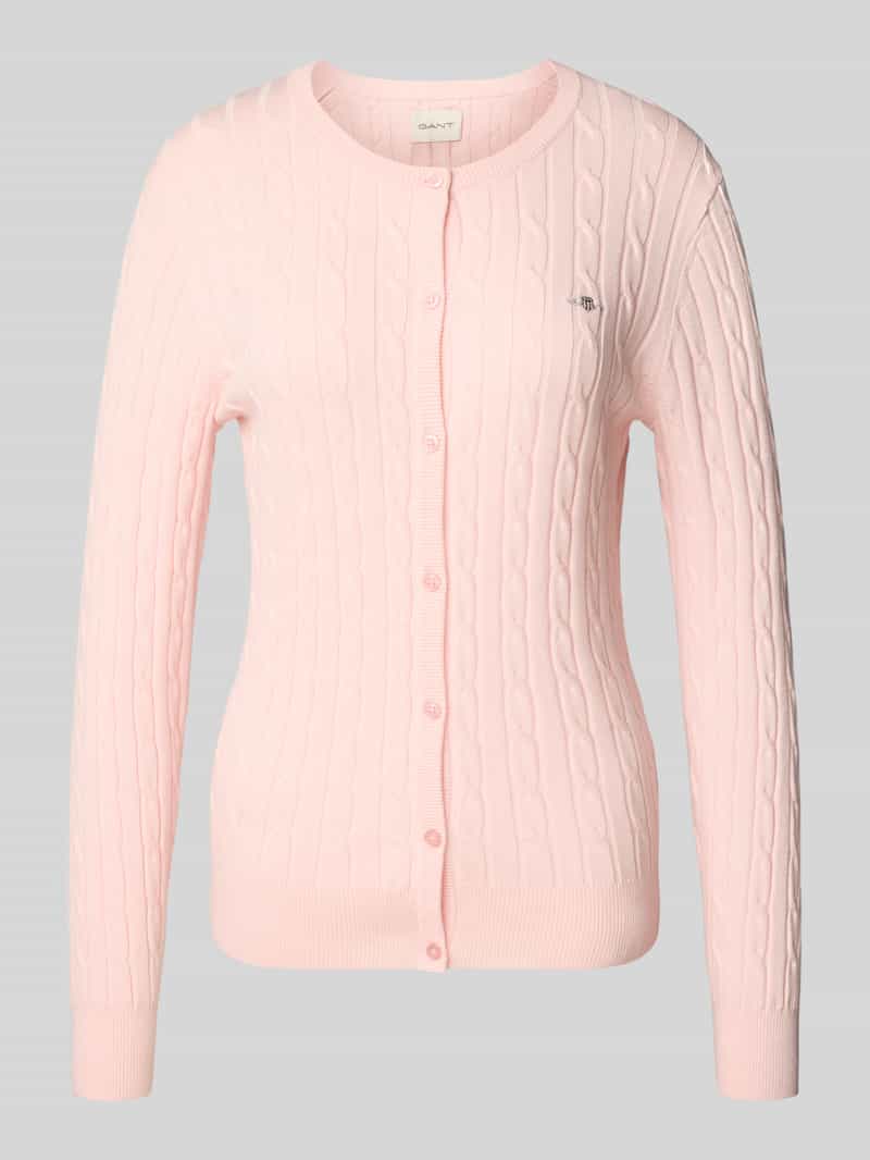 Gant Gebreid jack met kabelpatroon en labelstitching