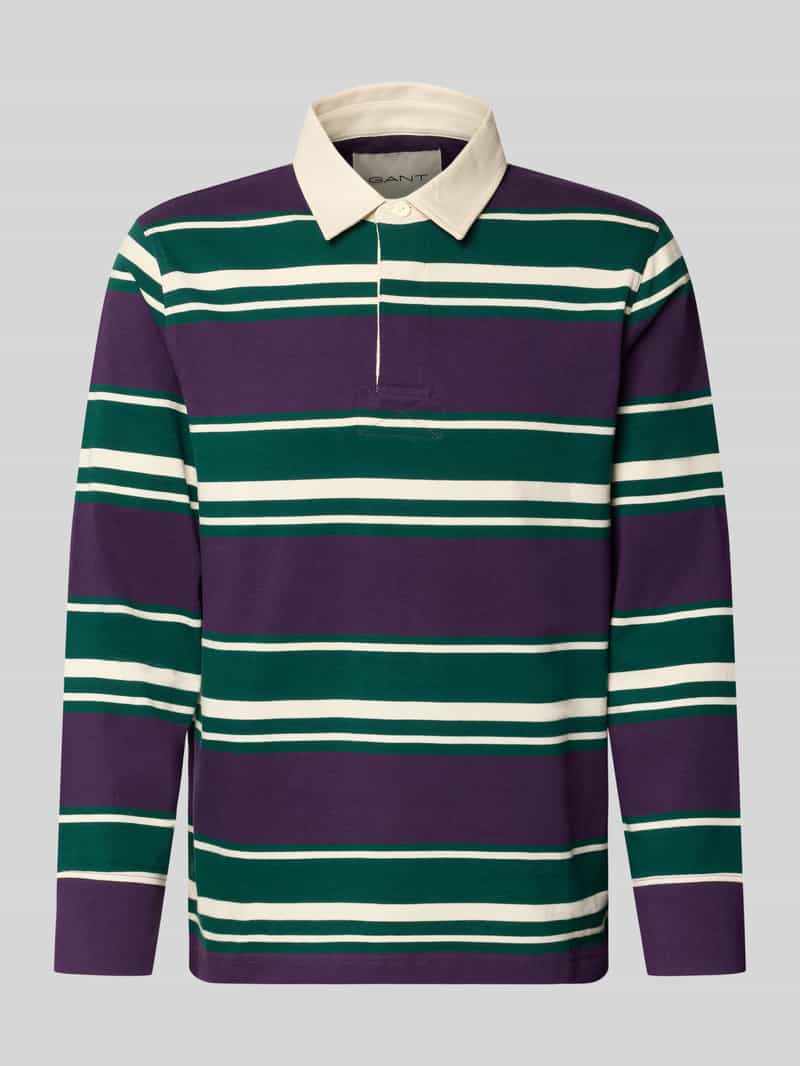 Gant Trui Multi Striped Heavy Rugger Muscadine Grape / male