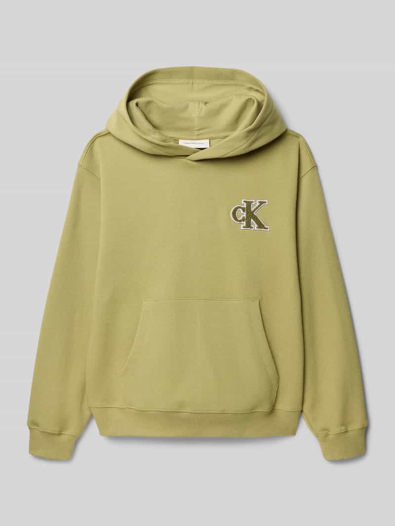 Calvin Klein Jeans Hoodie met labelstitching en kangoeroezak