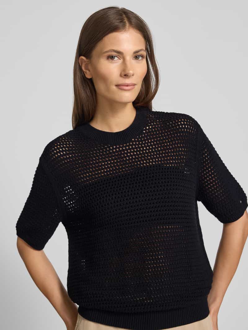 Tommy Hilfiger Regular fit gehaakte pullover van katoenmix