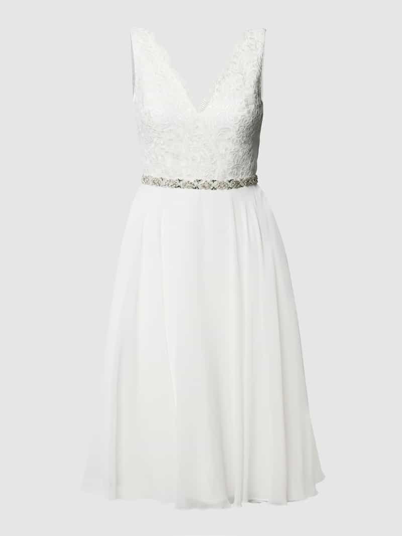 Bruidsjurk met gebloemd kant en siersteentjes Mascara