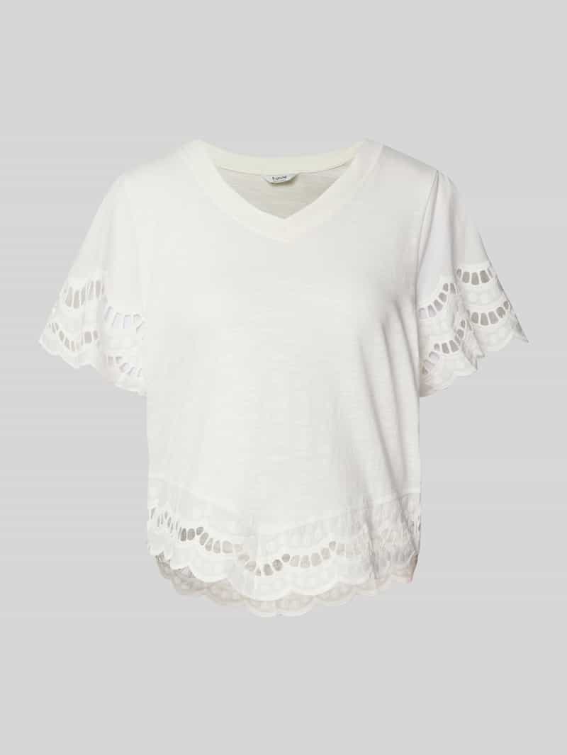 T-shirt met broderie anglaise, model 'PALORA'