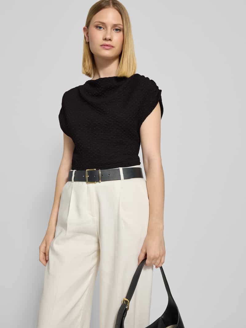 s.Oliver BLACK LABEL Slim fit T-shirt met cascadehals