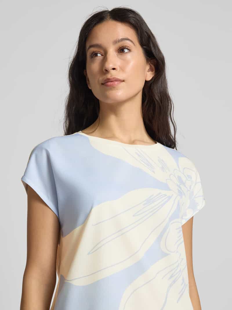 Opus T-shirt met geribde ronde hals model 'Samelie'