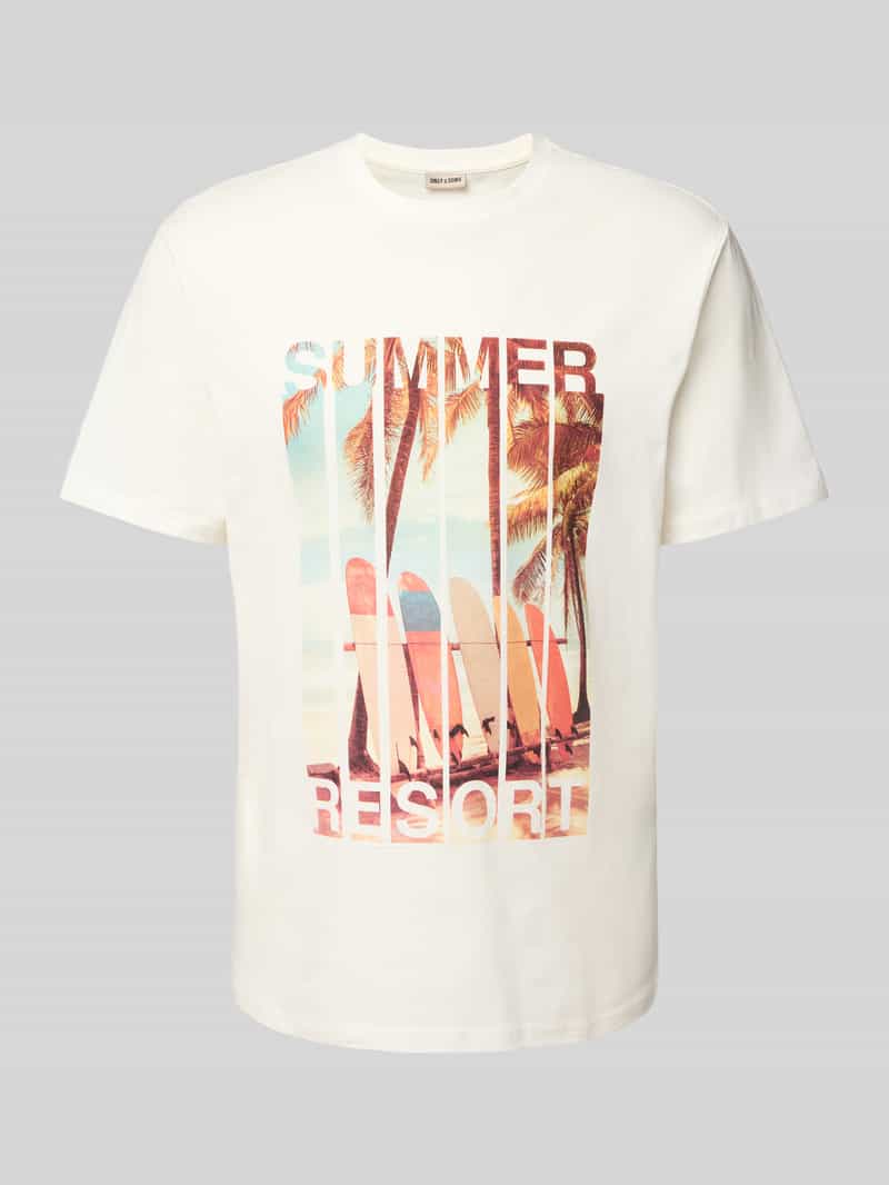 Only & Sons Regular fit T-shirt met motiefprint