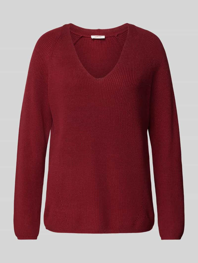 S.Oliver RED LABEL Pullover met ribstructuur en V-hals