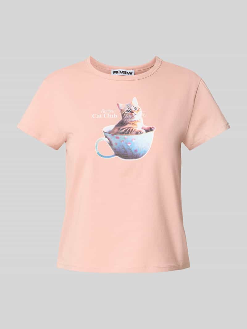 T-shirt met motief- en labelprint