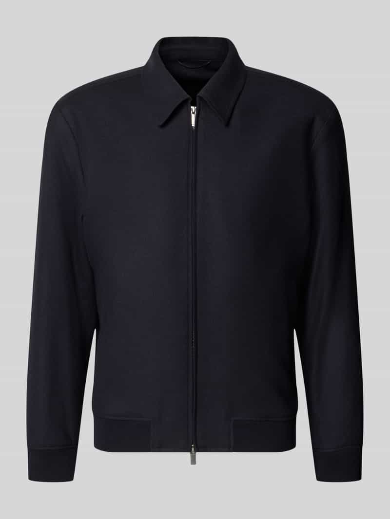 BOSS Slim Fit Bomberjacke mit Schurwoll-Anteil Modell 'P-Hanry-BMB-WG-264' in Marine, Größe 48 211460948