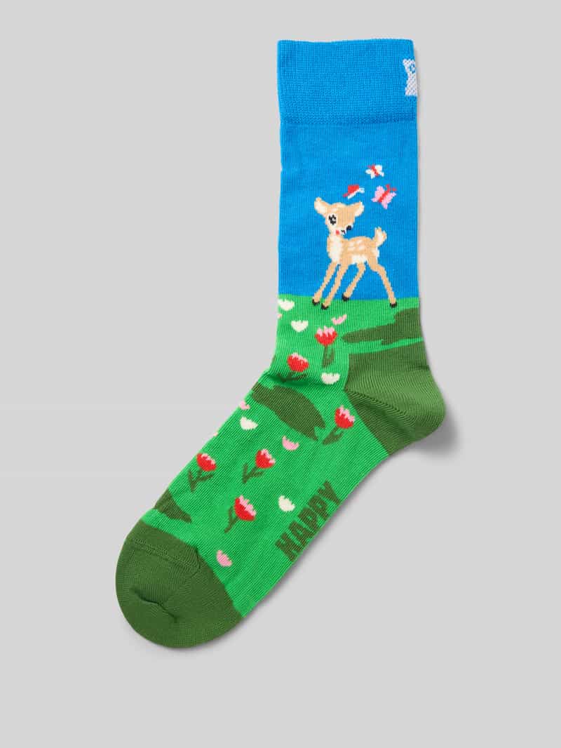 Happy Socks Sokken met motiefstitching model 'Deer'