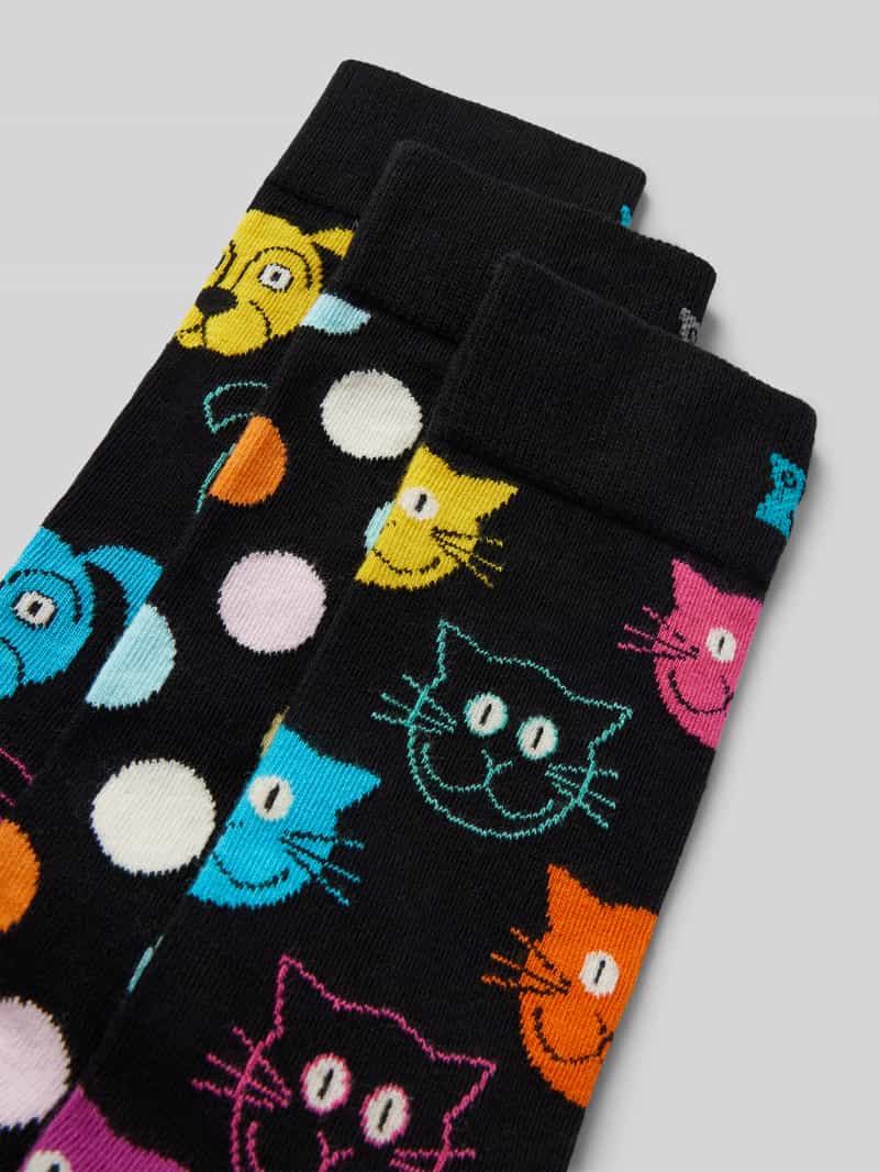 Happy Socks Sokken met labelprint in een set van 3 paar model 'Classic'