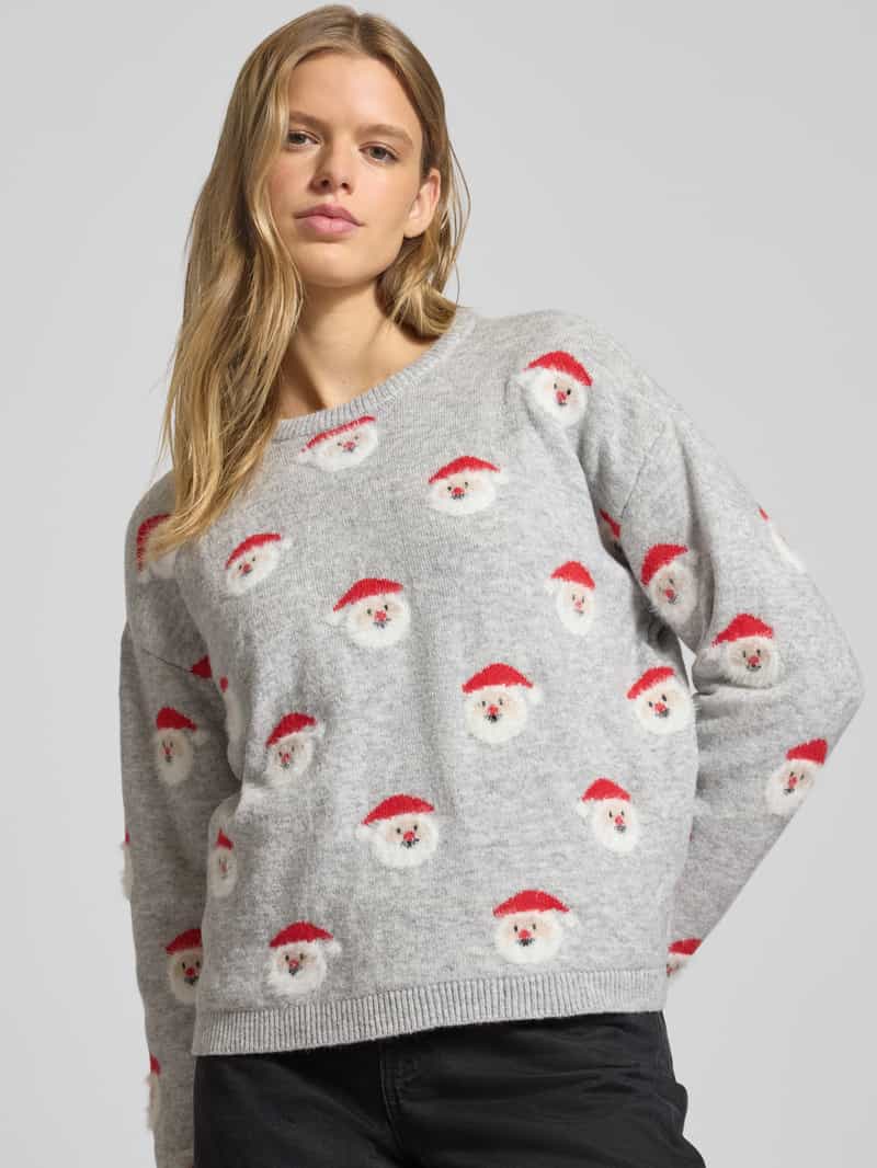 Only Regular fit kersttrui met motiefprint model 'XMAS SANTA'