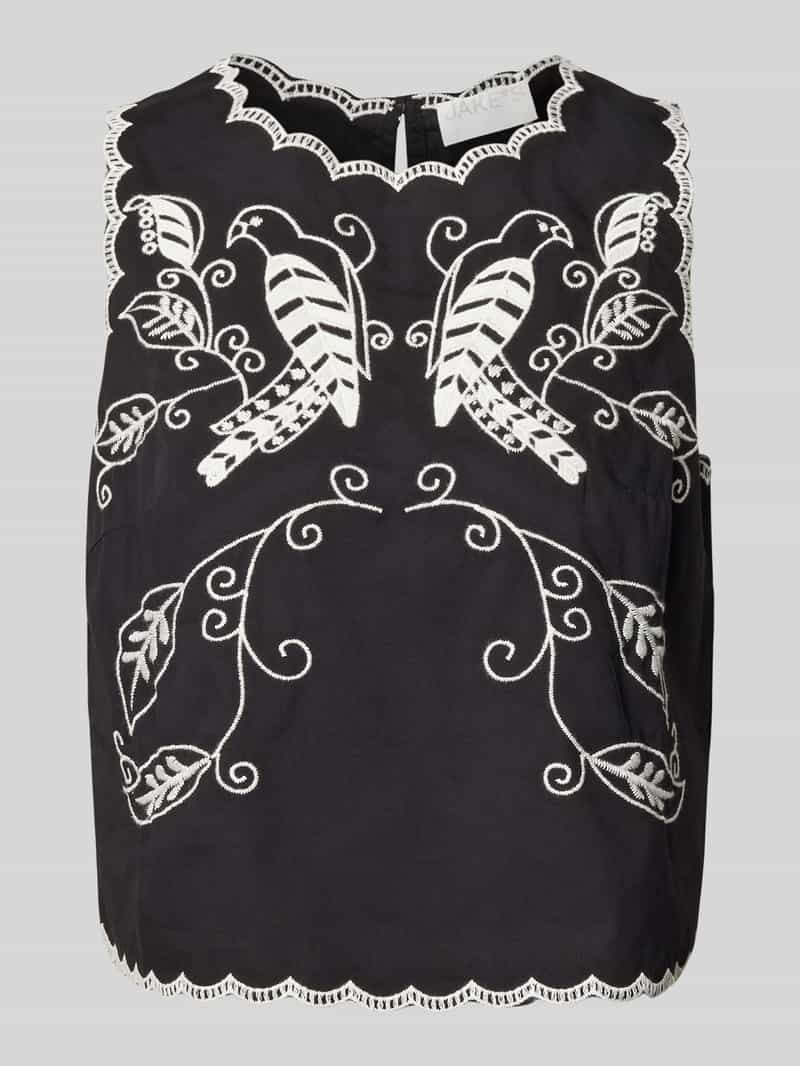 Regular fit blousetop met motiefstitching
