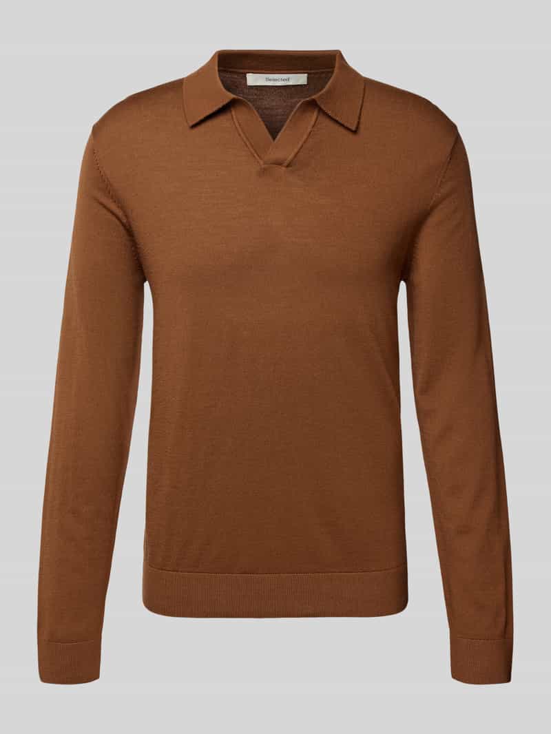 Selected Homme Regular fit poloshirt van zuivere wol model 'TRAY'