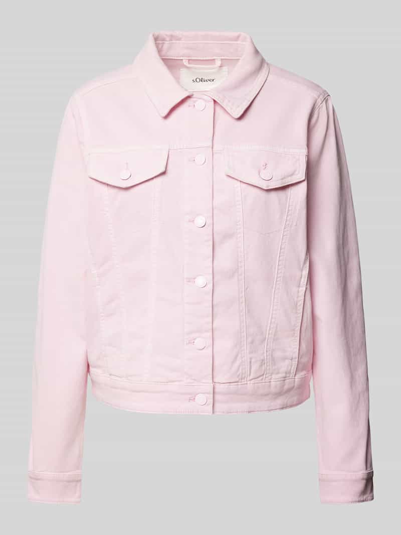 s.Oliver RED LABEL Boxy fit jeansjack van katoenmix met paspelzakken op de borst