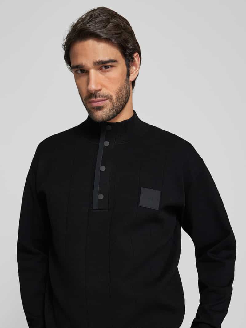 BOSS Green Gebreide pullover met labelpatch model 'Drop Needle'