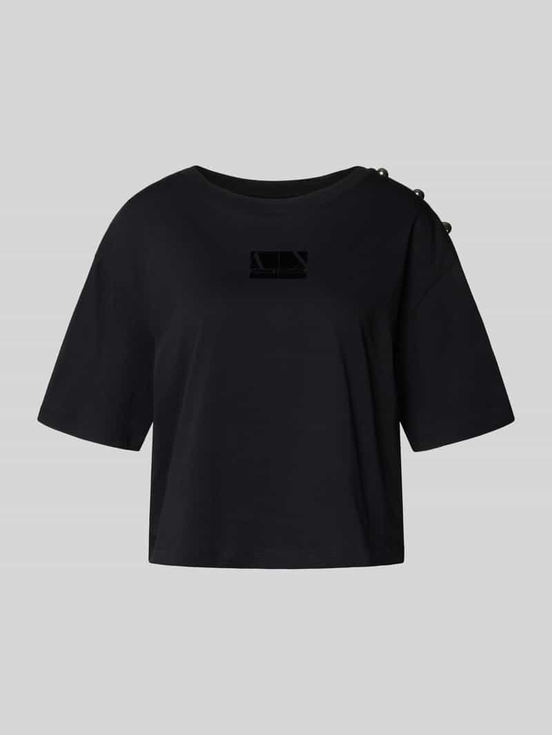 Armani Exchange T-shirt met labelprint en sierknopen