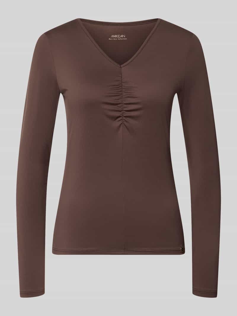 Marc Cain Langarmshirt mit abgerundetem Rumpfabschluss in Dunkelbraun, Größe 34 207741934