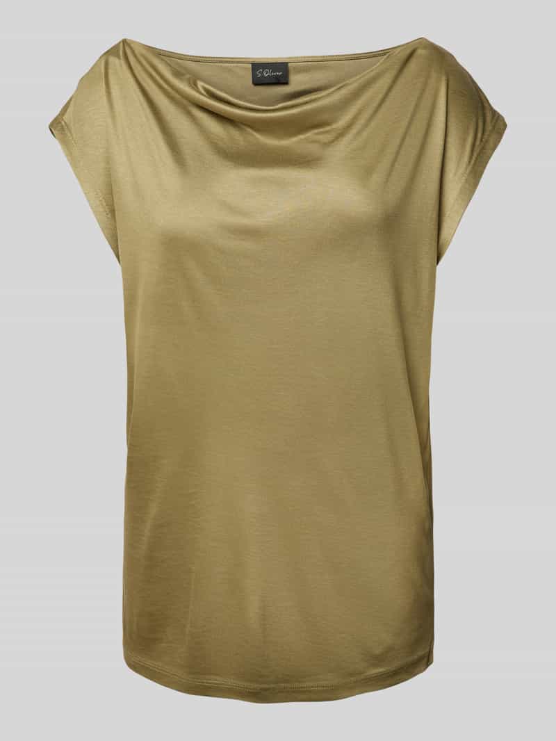 s.Oliver BLACK LABEL Loose fit shirt van glanzende viscose met cascadehals