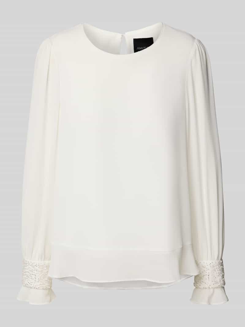 Marc Cain Regular fit blouse met kralen en ronde hals
