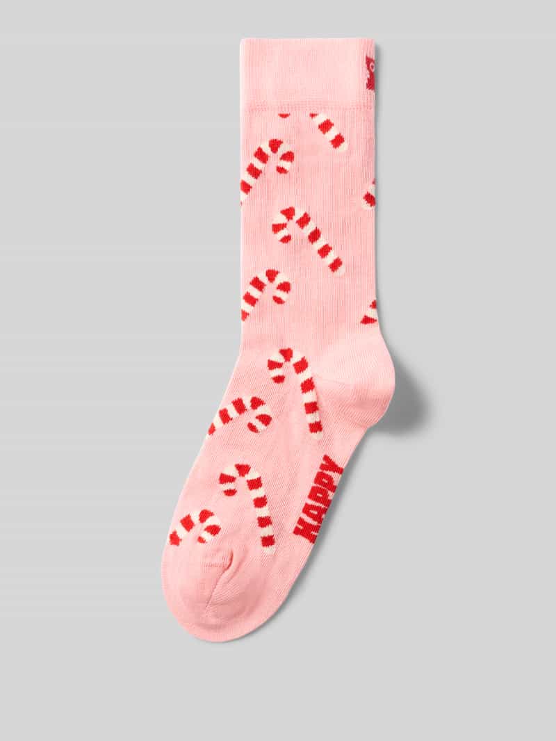 Happy Socks Candy Cane Sock - unisex sokken - lichtroze - Unisex - Maat: 36 - 40