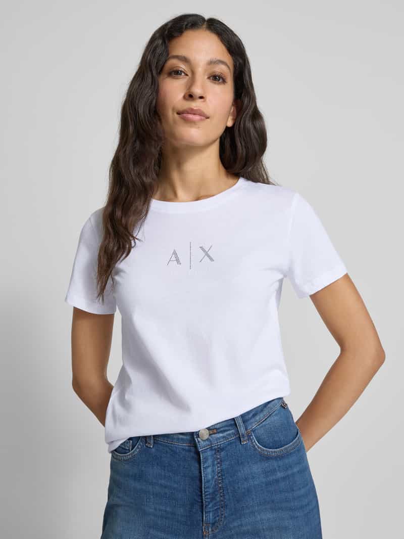 Armani Exchange Regular fit T-shirt van puur katoen met logoprint