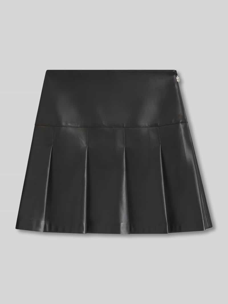 HUGO Minirok in leerlook met plooien model 'RENORE'