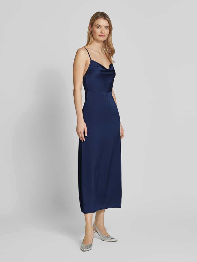 Vila Maxi-jurk met cascadehals, model 'RAVENNA' marineblauw, foto 6