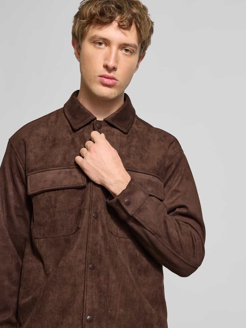 Only & Sons Regular fit jack in suèdelook met klepzakken op de borst model 'RAVI'