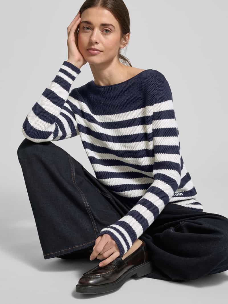 Oui Gebreide pullover met labeldetail