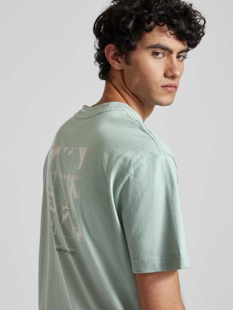 Calvin Klein Jeans T-shirt met labelprint model 'GRID MONOGRAM'