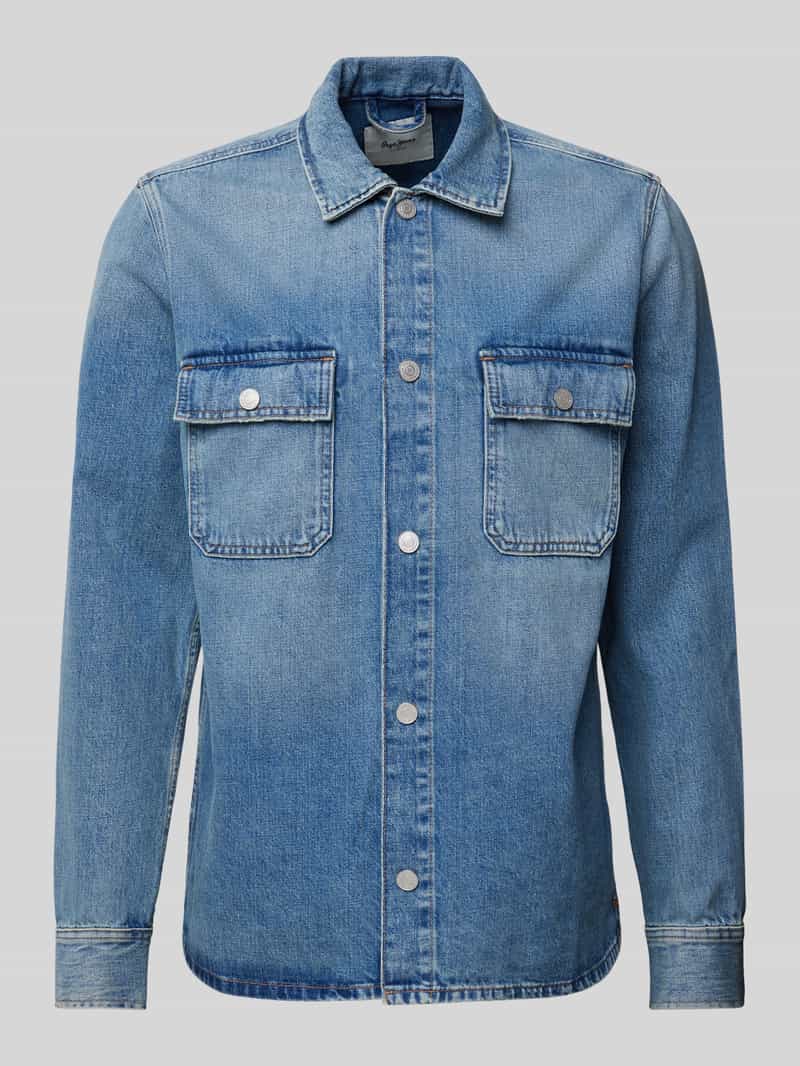 Pepe Jeans Relaxed fit overhemdjack met paspelzakken op de borst