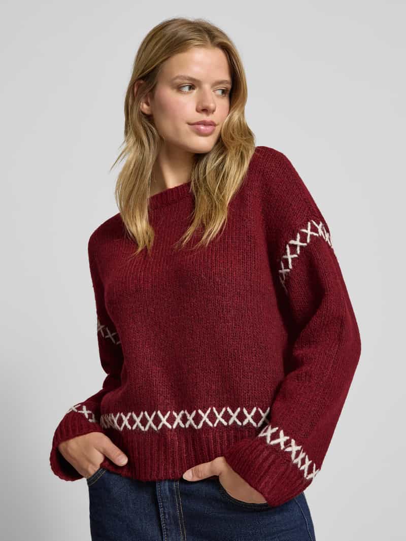 Only Comfort fit gebreide pullover met contrastdetails model 'AMANDA LIFE'