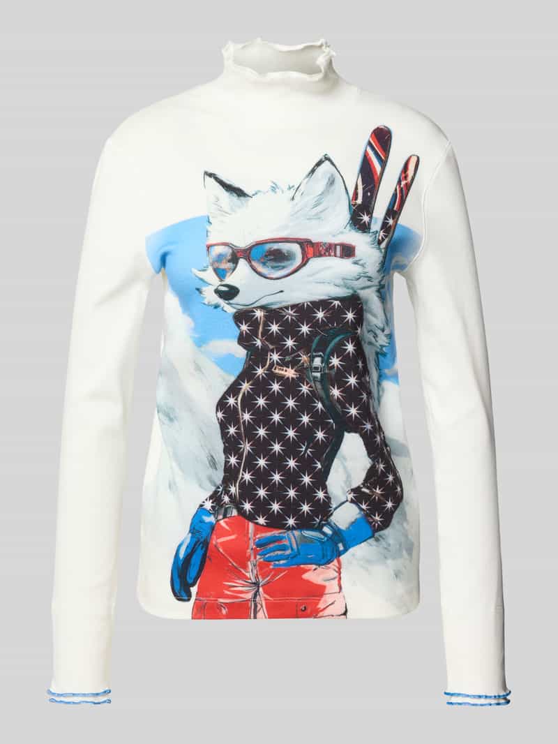 Marc Cain Shirt met lange mouwen van katoenmix met opstaande kraag