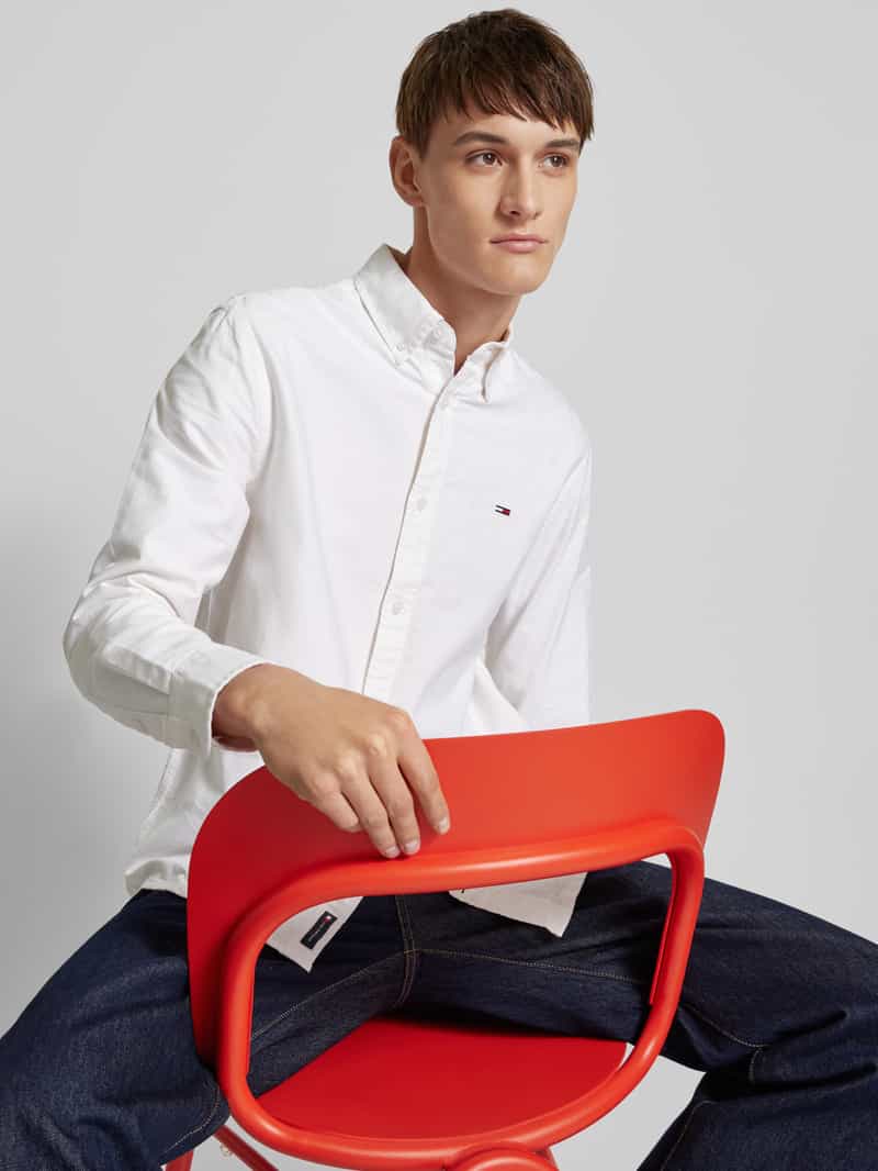 Tommy Jeans Regular fit vrijetijdsoverhemd met logostitching model 'OXFORD'