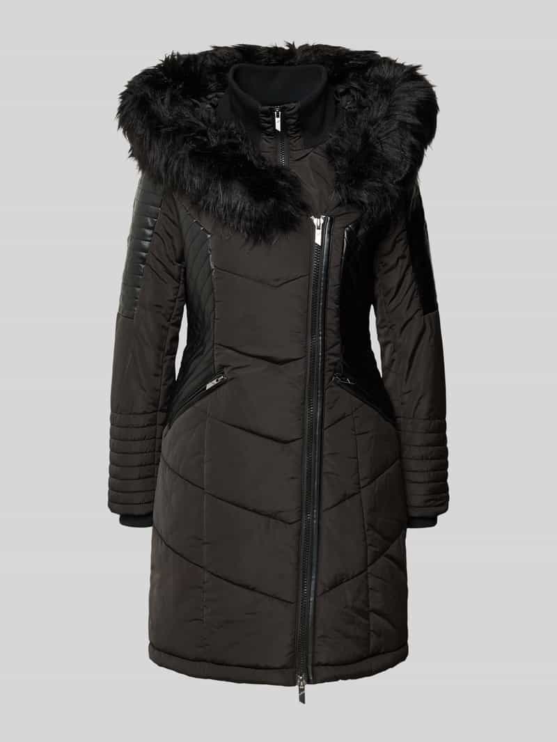 Only Shaped fit gewatteerde lange jas in kunstleerlook model 'NEWLINETTE'