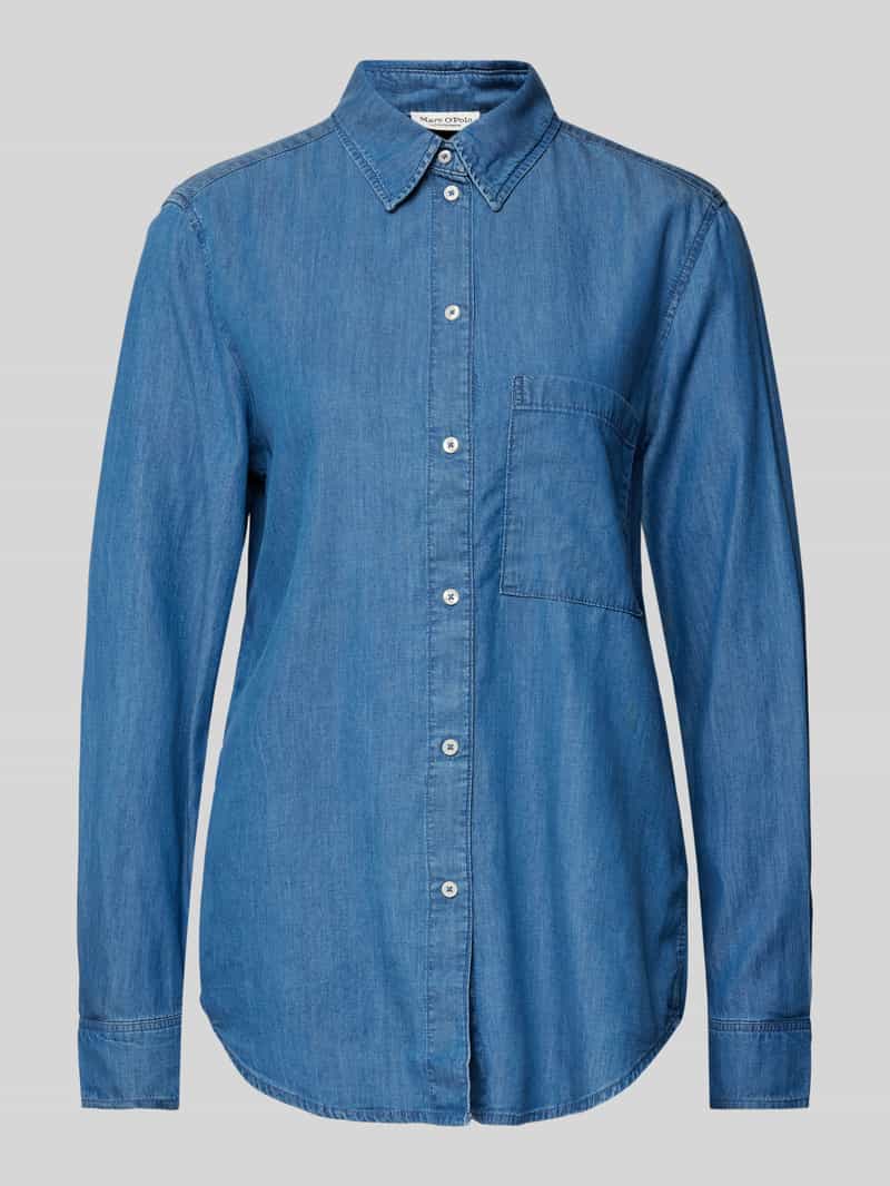Marc O'Polo Regular fit jeansblouse van mix van lyocell en katoen met opgestikte borstzak