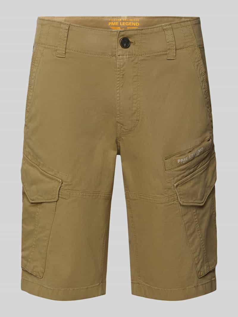 PME Legend Slim fit korte cargobroek met labelprint model 'NORDROP'