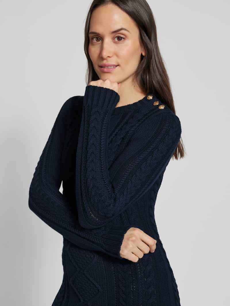 Lauren Ralph Lauren Knielange gebreide jurk met kabelpatroon model 'SHADALLE'