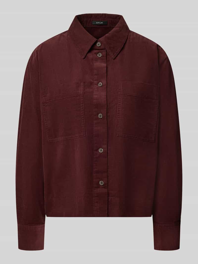 Opus Regular fit blouse met lange mouwen van puur katoen model 'Fronna'