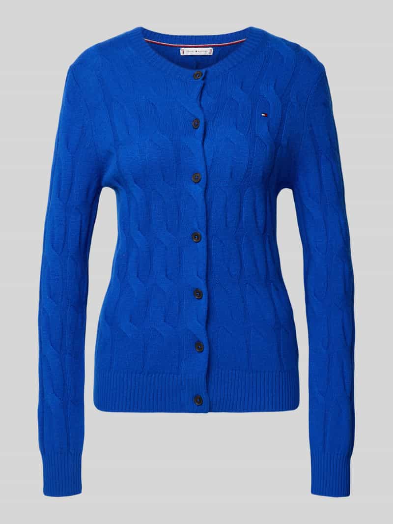 Tommy Hilfiger Regular fit gebreid jack van zuivere wol met kabelpatroon