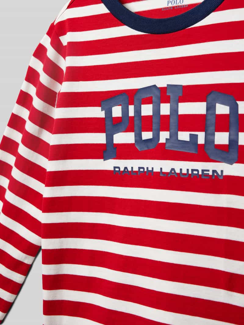 Polo Ralph Lauren Kids Shirt met lange mouwen en geribde ronde hals