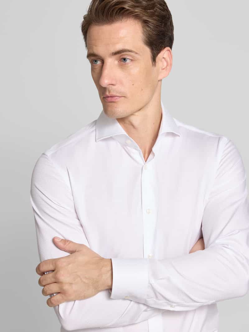 Boss Slim fit zakelijk overhemd van katoen met kentkraag model 'HANK'