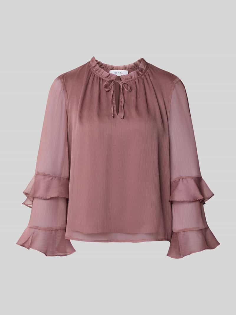 comma Blouse met ruches en druppelvormige hals