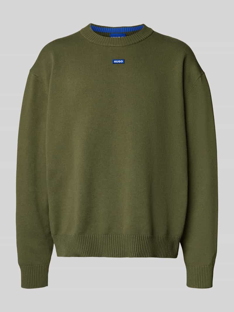 Hugo Blue Regular fit gebreide pullover van katoenmix model 'SAN CASEY'