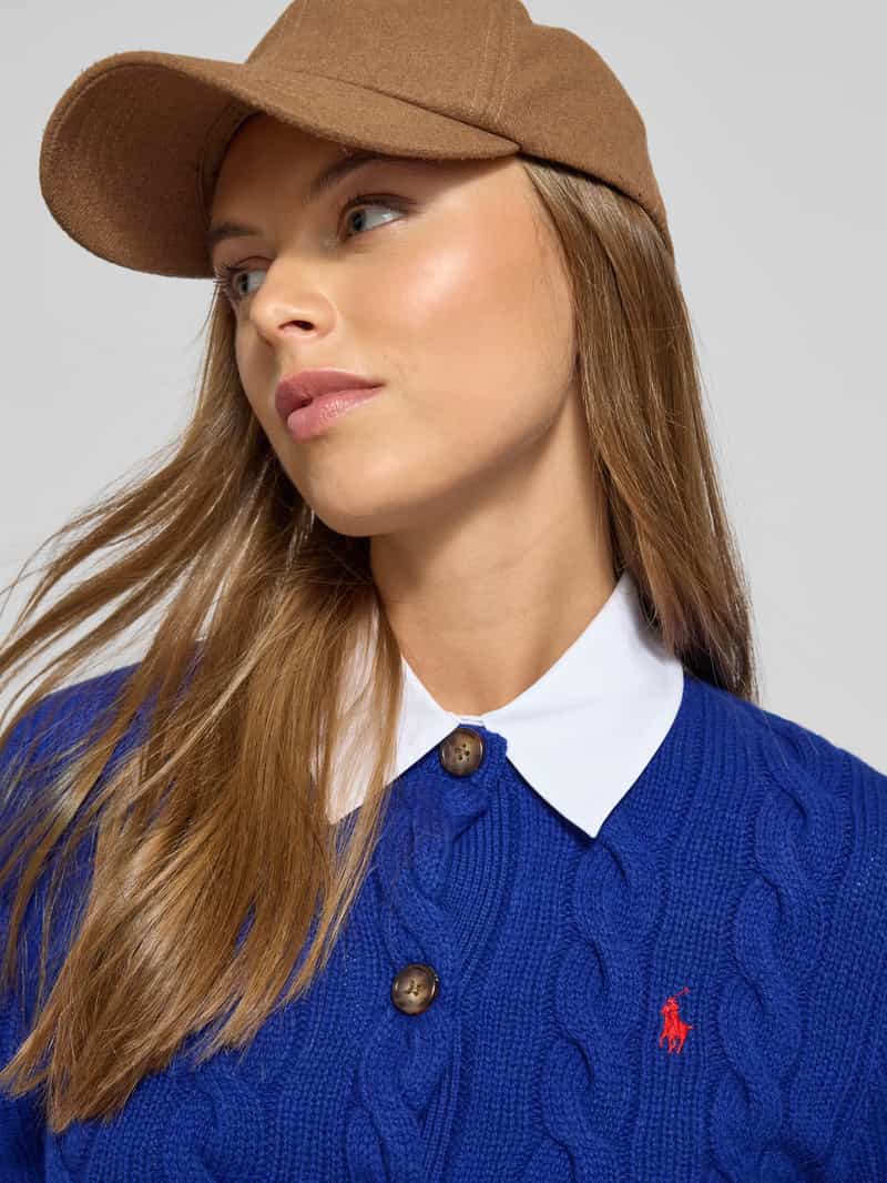 Polo Ralph Lauren Gebreid jack van een mix van linnen en kasjmier met kabelpatroon