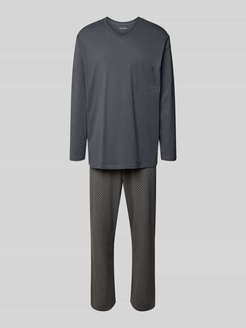 Schiesser Comfort fit pyjama met borstzak