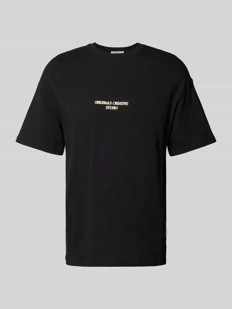 jack & jones Oversized T-shirt met geribde ronde hals model 'NOTO'