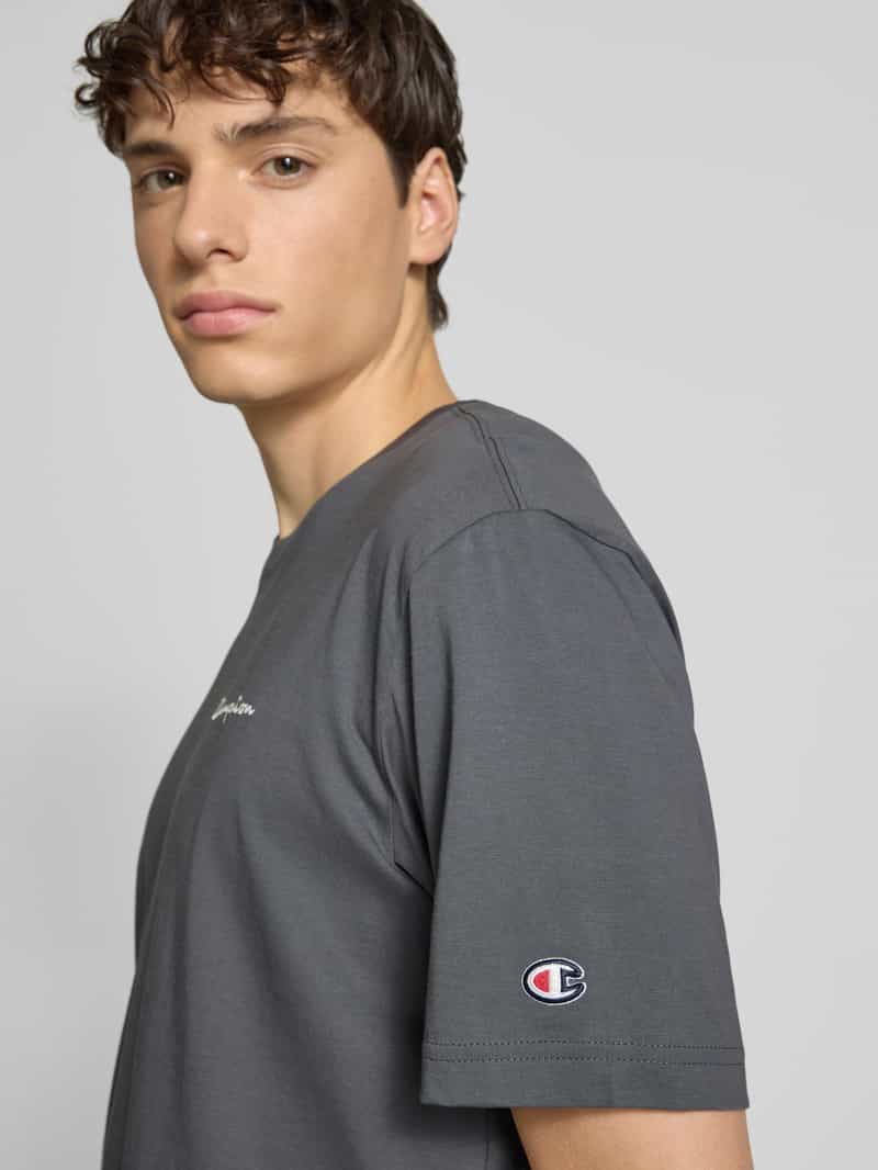 Champion T-shirt met logostitchings en ronde hals